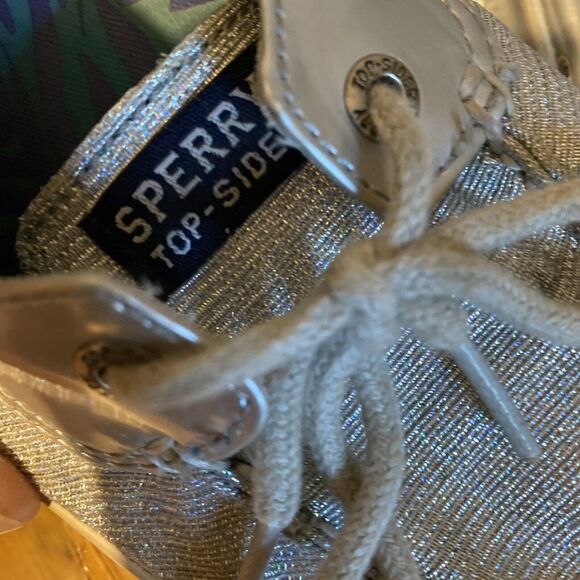 Sperry Top Siders Women's Authentic Biscayne Vida Silver Sparkle Boat Shoe Sz 5M - Picture 5 of 7